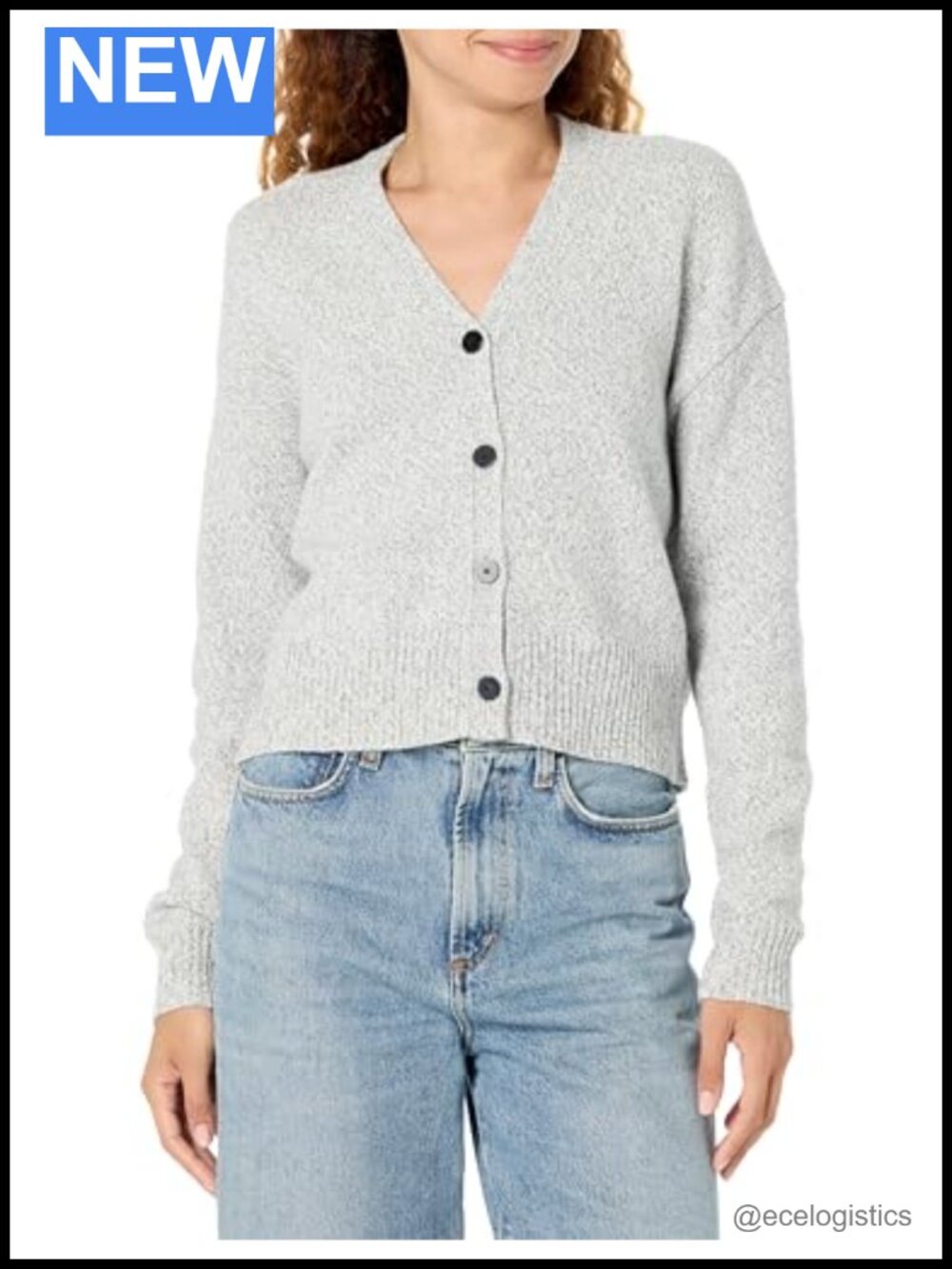Women's Cropped Long Sleeve Wool Cashmere Cardigan Button